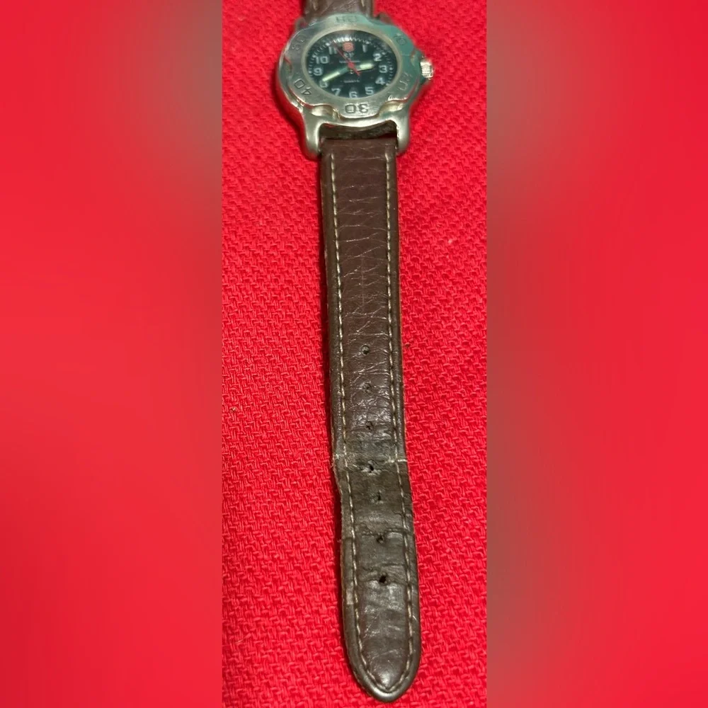 SV by‎ SERGIO VALENTE Quartz Watch Black Dial Brown Leather Band NEW BATTERY